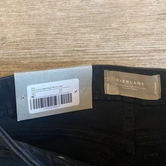 NWT Everlane The Curvy Way-High Skinny Jean Organic Cotton Size 25 Black