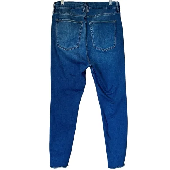 NWT Good American Good Legs Fray Hem Sz 16 Blue Stretch Denim Skinny Western