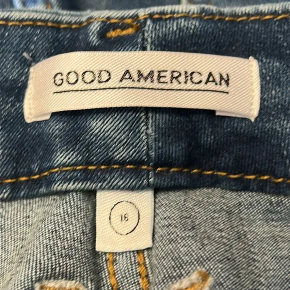 NWT Good American Good Legs Fray Hem Sz 16 Blue Stretch Denim Skinny Western