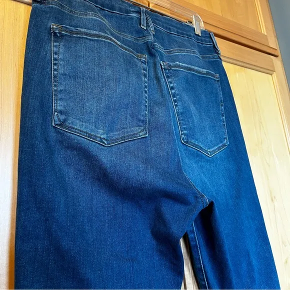 NWT Good American Good Legs Fray Hem Sz 16 Blue Stretch Denim Skinny Western