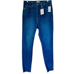 NWT Good American Good Legs Fray Hem Sz 16 Blue Stretch Denim Skinny Western