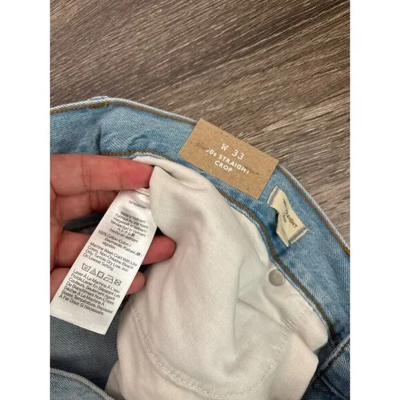 NWT Madewell The '90s Straight Crop Jean In Fitzgerald Wash Size 33