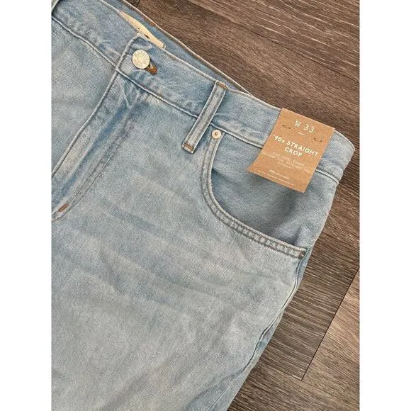 NWT Madewell The '90s Straight Crop Jean In Fitzgerald Wash Size 33