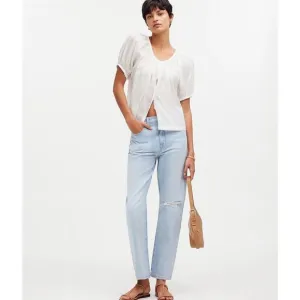 NWT Madewell The '90s Straight Crop Jean In Fitzgerald Wash Size 33