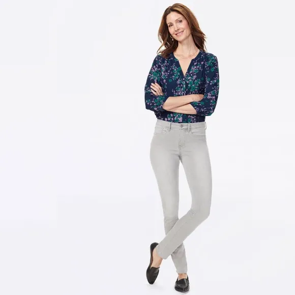 NYDJ Alina Ankle Skinny Jeans Gray Size 0 NWT