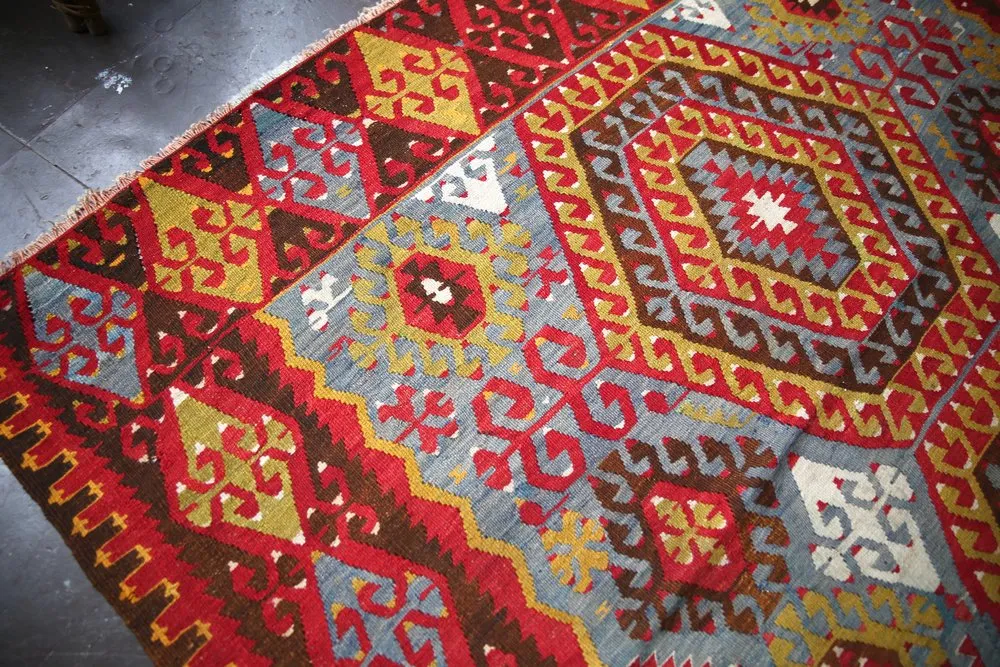 Old Ushak Esme Kilim 5.7ftx10.1ft