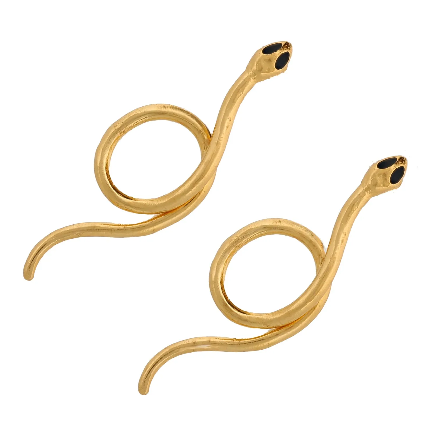 Onyx Eyed Serpent Gold Earrings