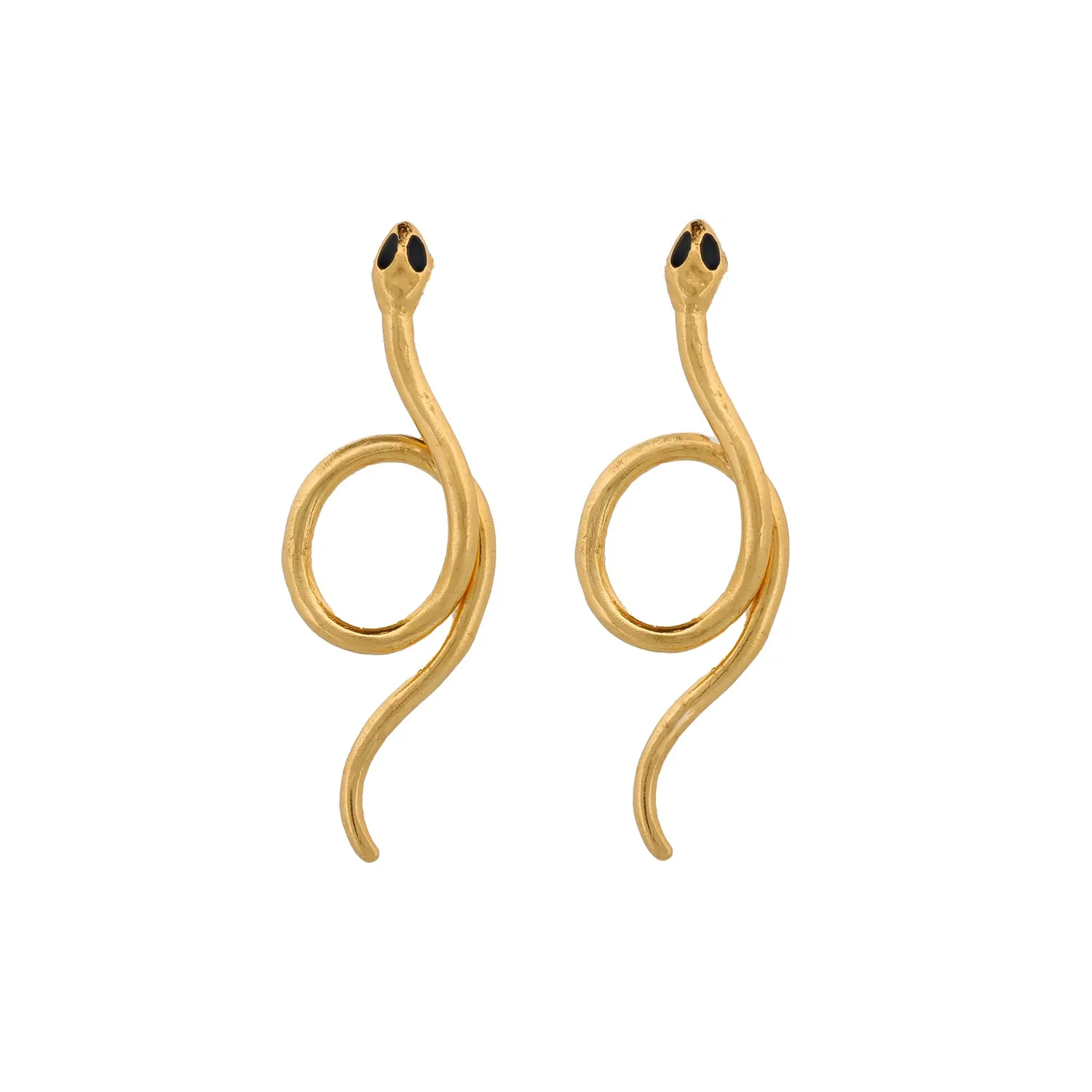 Onyx Eyed Serpent Gold Earrings