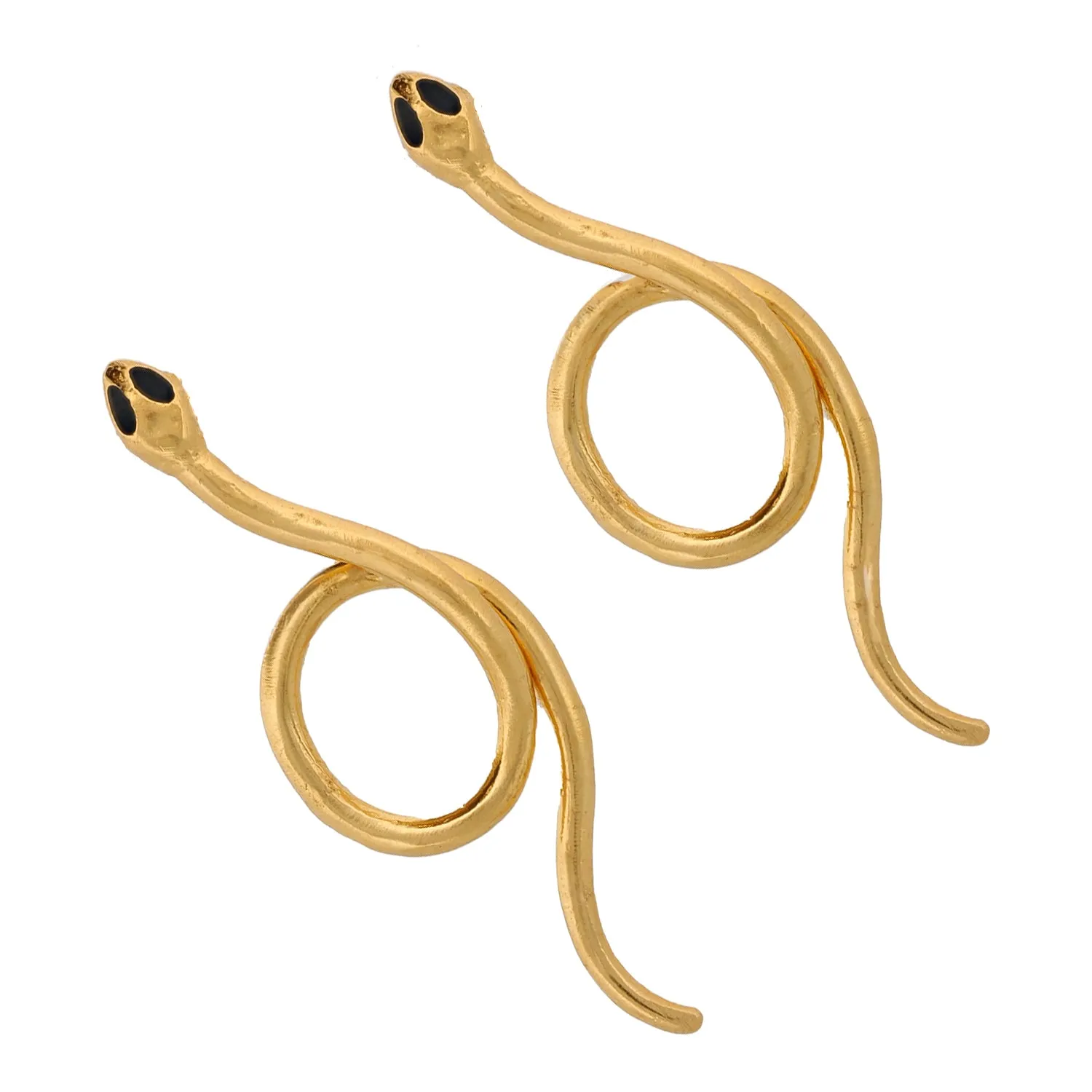 Onyx Eyed Serpent Gold Earrings