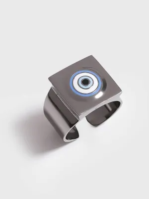 Outhouse   -   Eye Promise Protego Signet Ring In Gunmetal