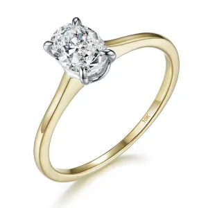 Oval Solitaire Diamond 10K Yellow Gold Engagement Ring