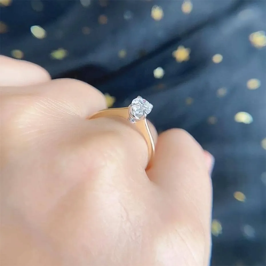 Oval Solitaire Diamond 10K Yellow Gold Engagement Ring