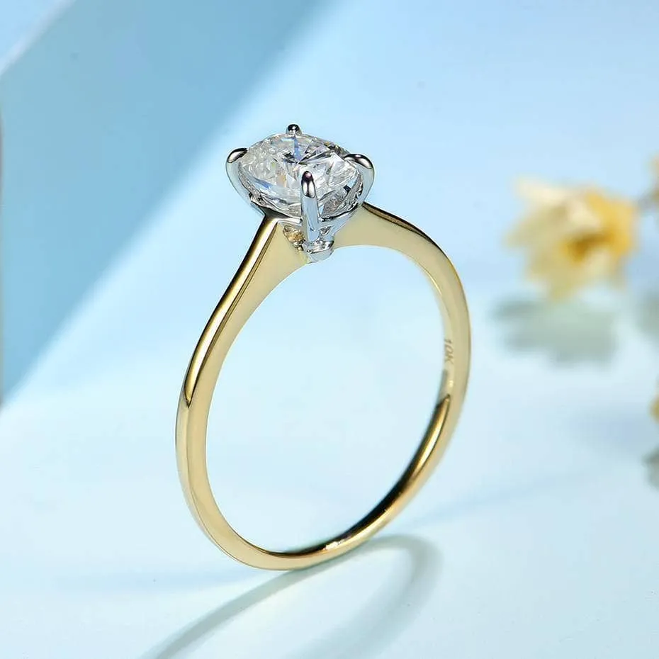 Oval Solitaire Diamond 10K Yellow Gold Engagement Ring