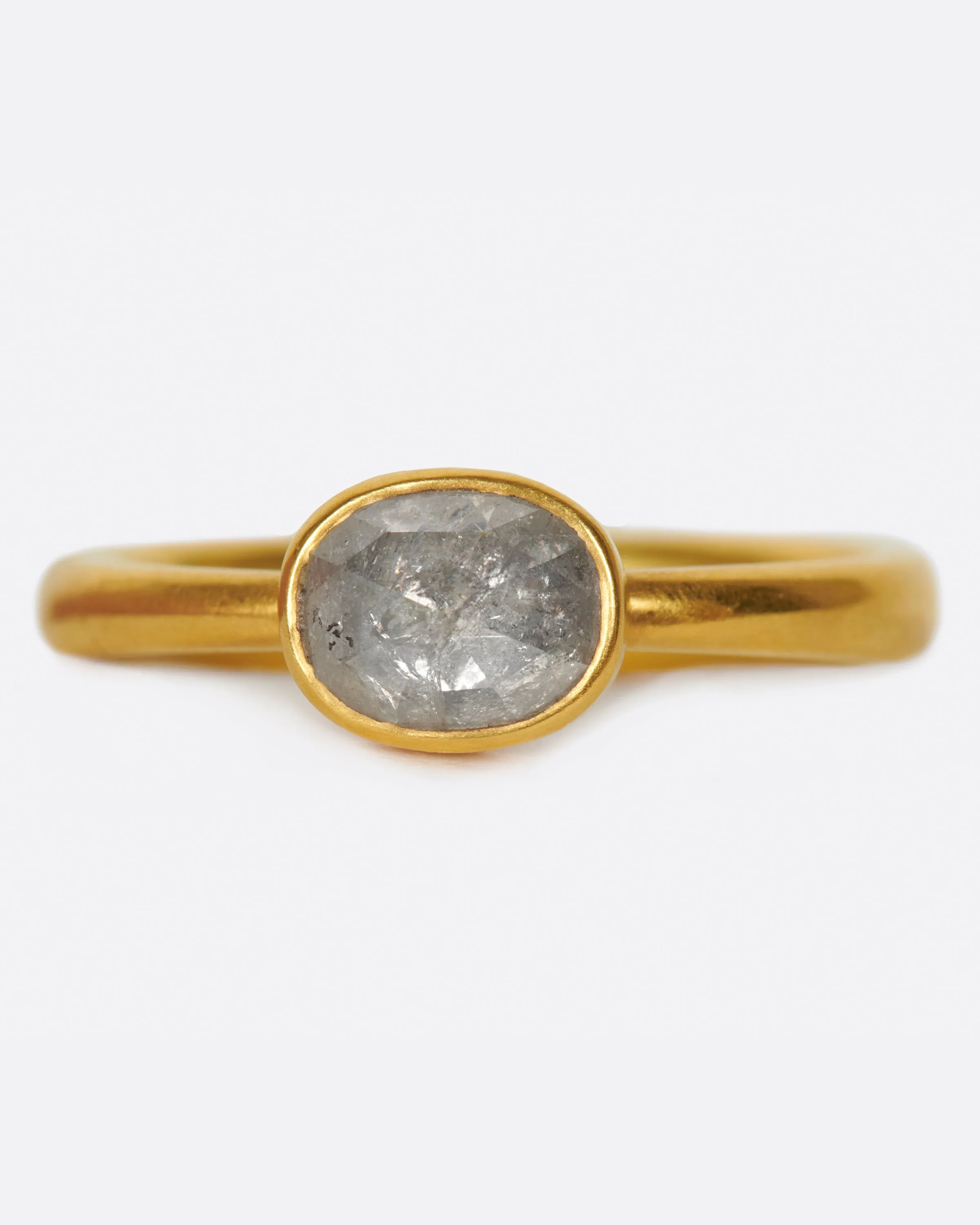 Pale Gray Oval Diamond Ring