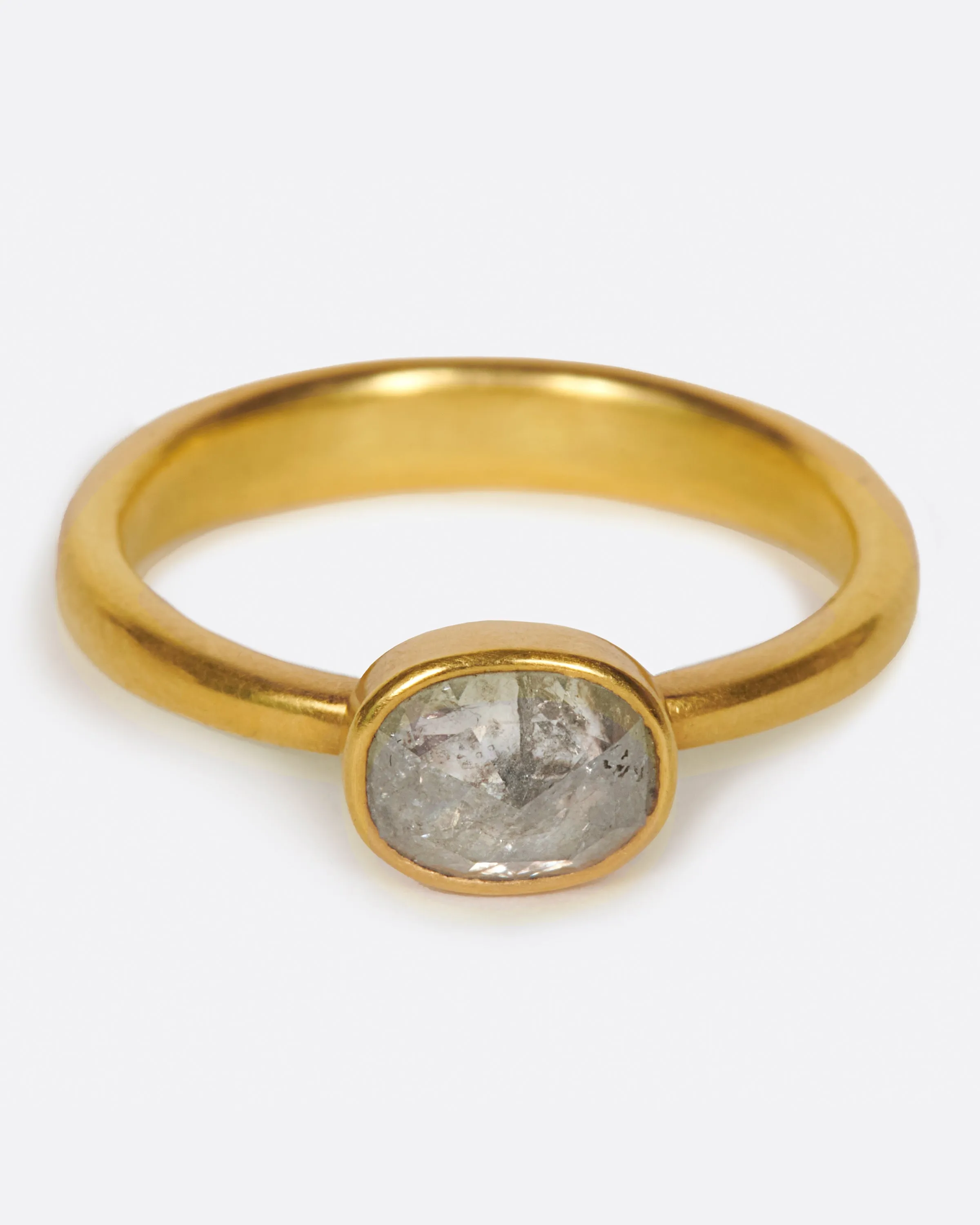 Pale Gray Oval Diamond Ring