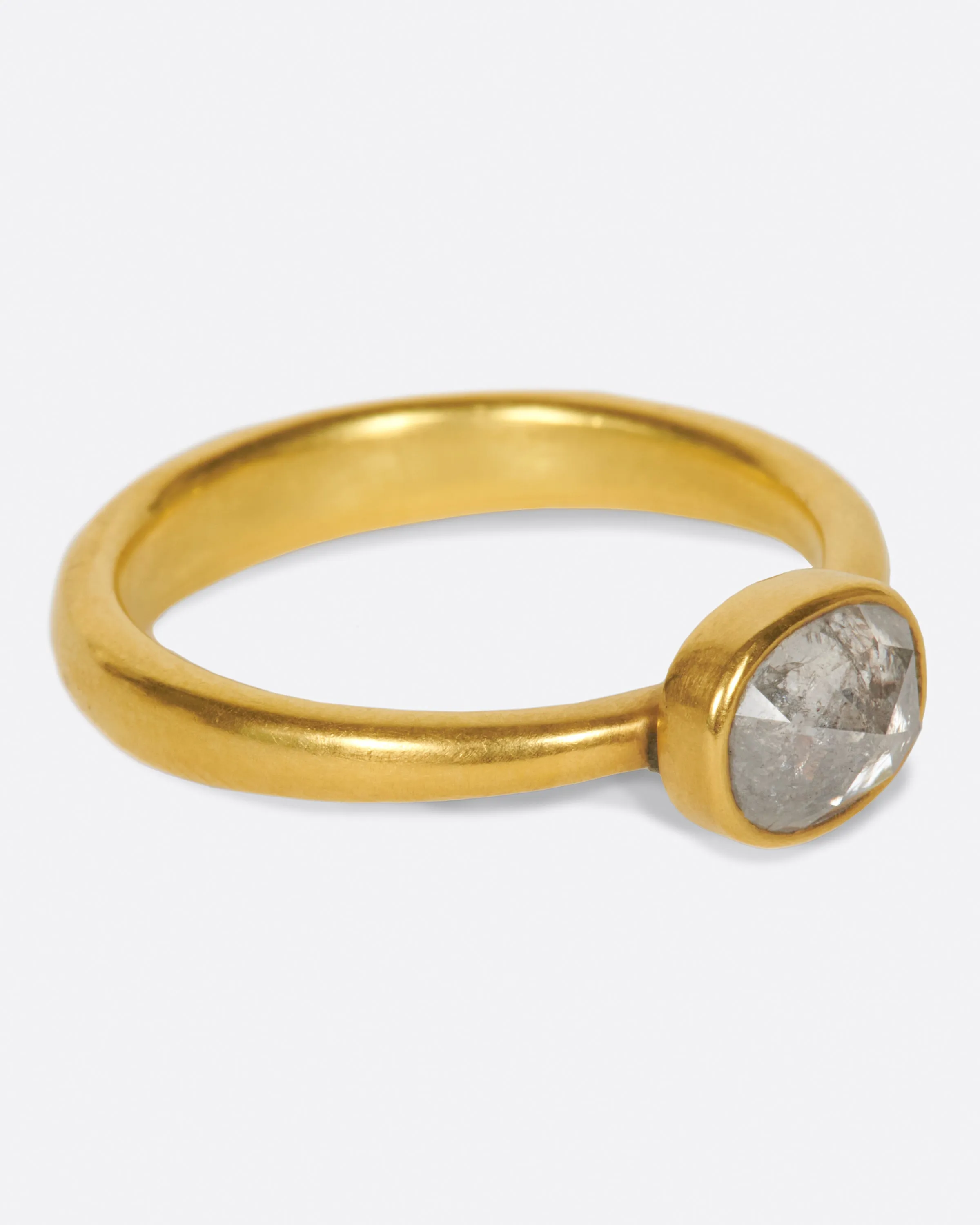 Pale Gray Oval Diamond Ring