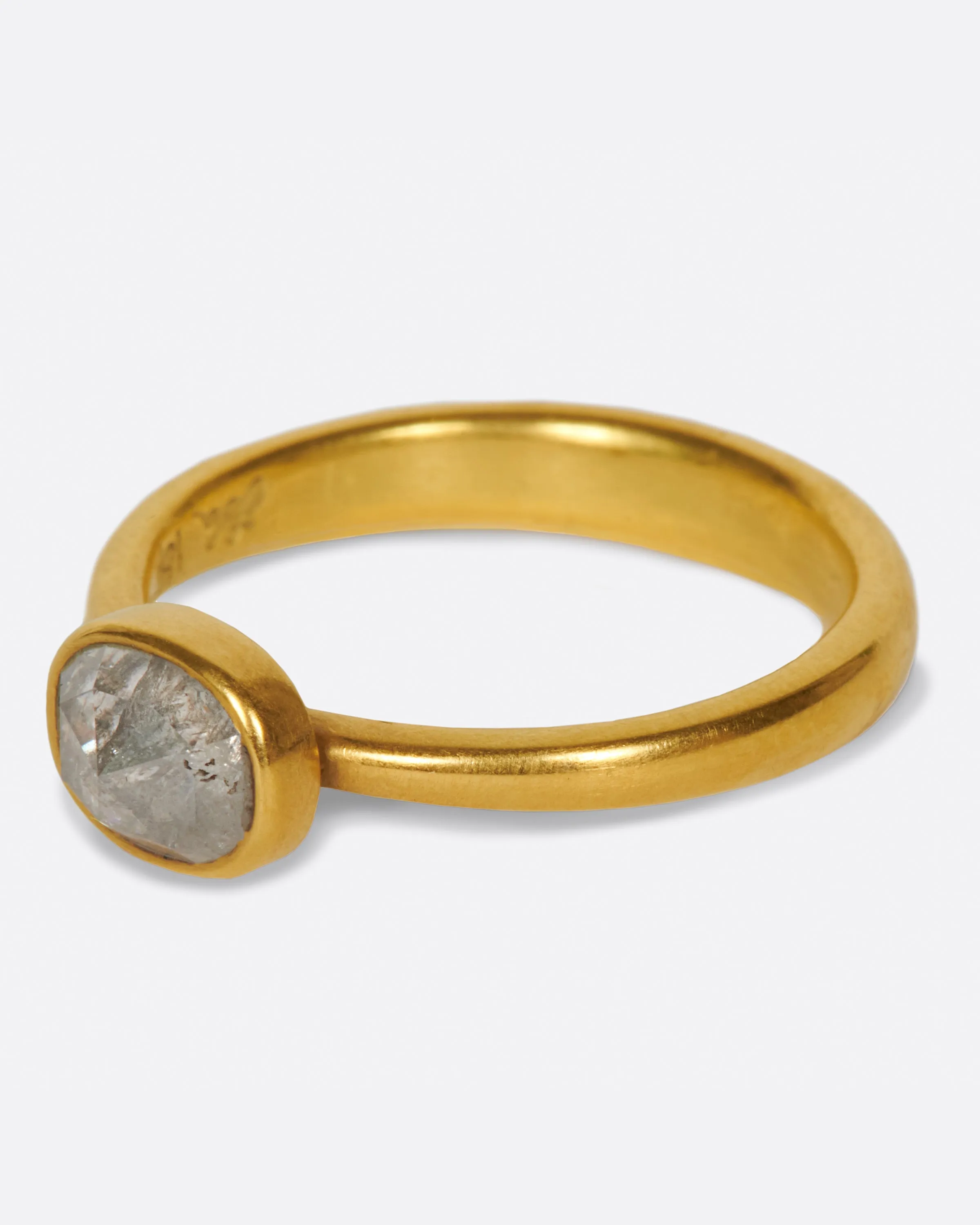 Pale Gray Oval Diamond Ring