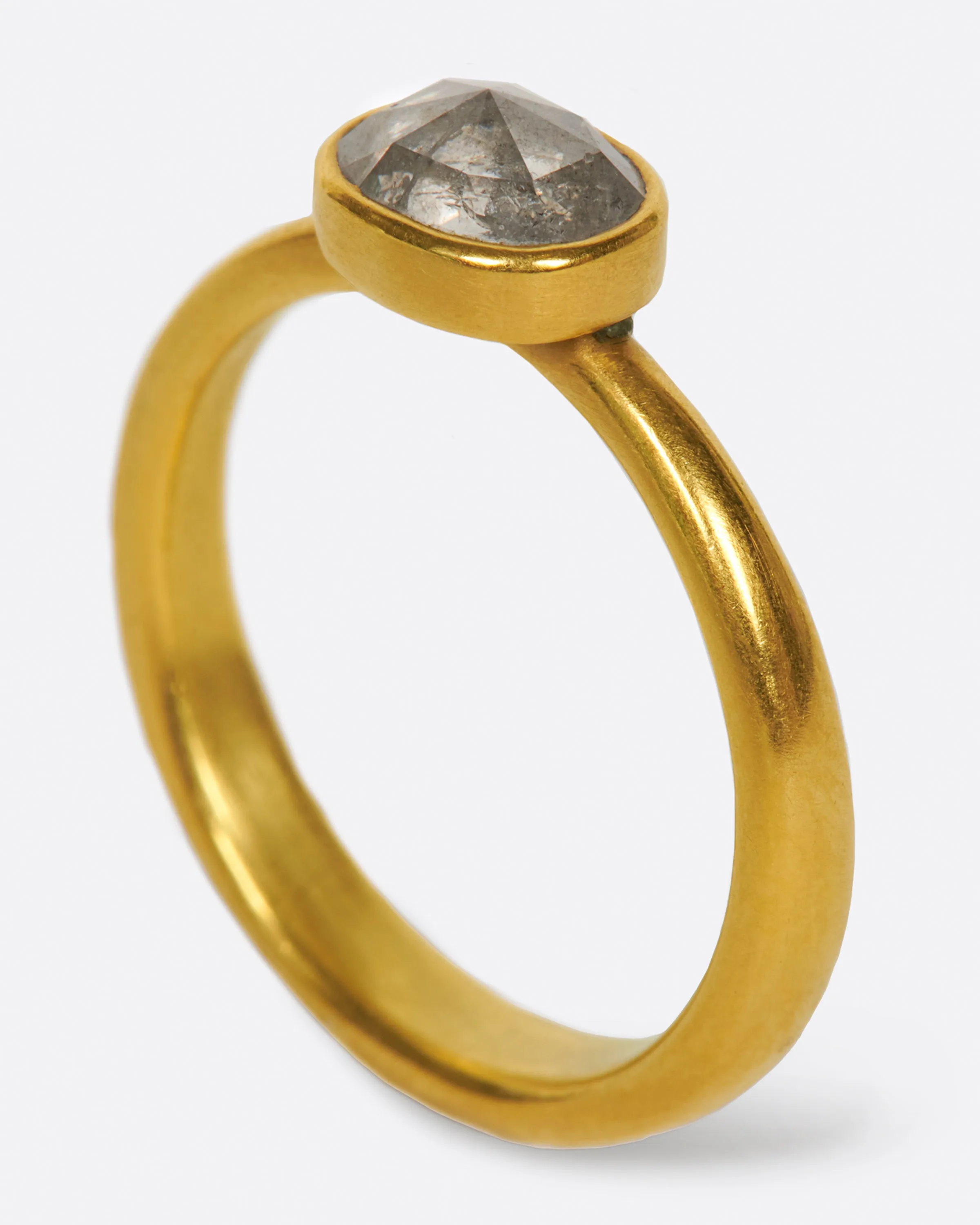 Pale Gray Oval Diamond Ring