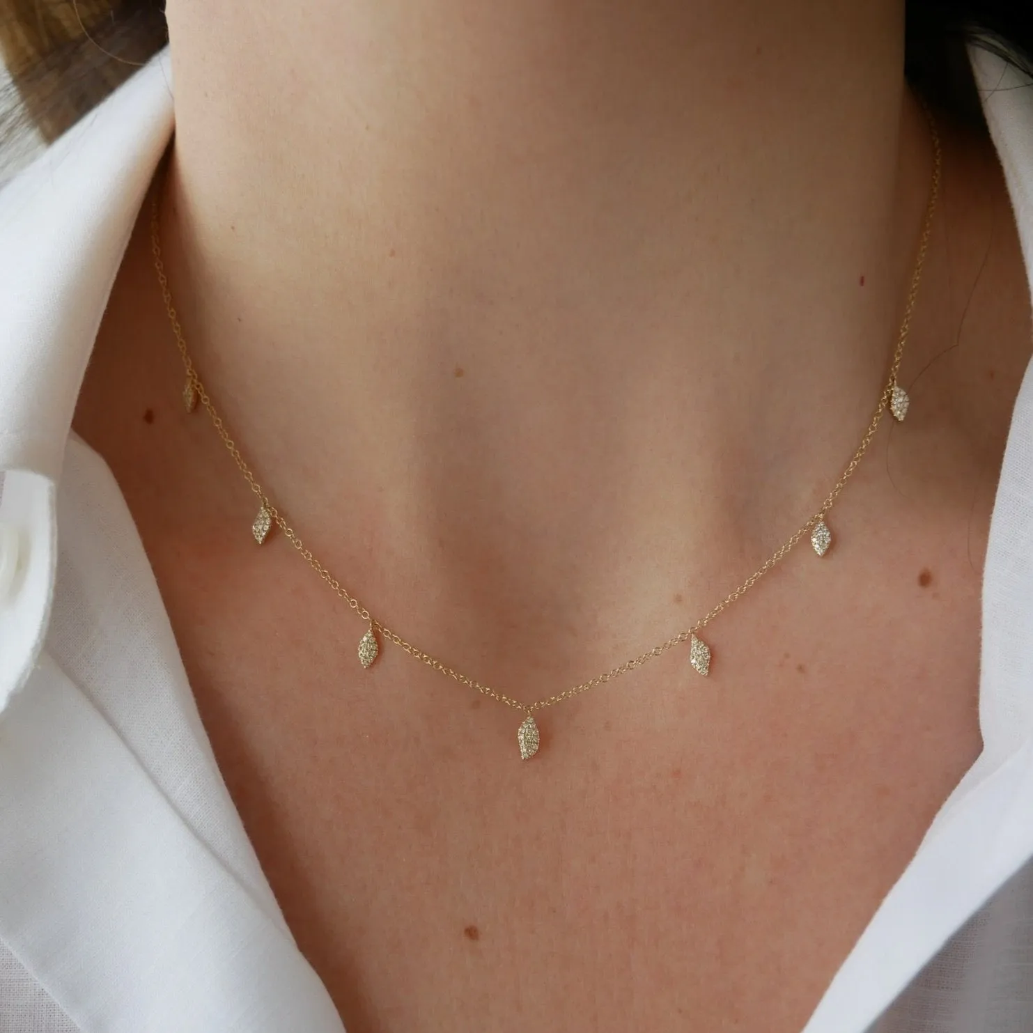 Pavé Diamond Multi Leaf Necklace
