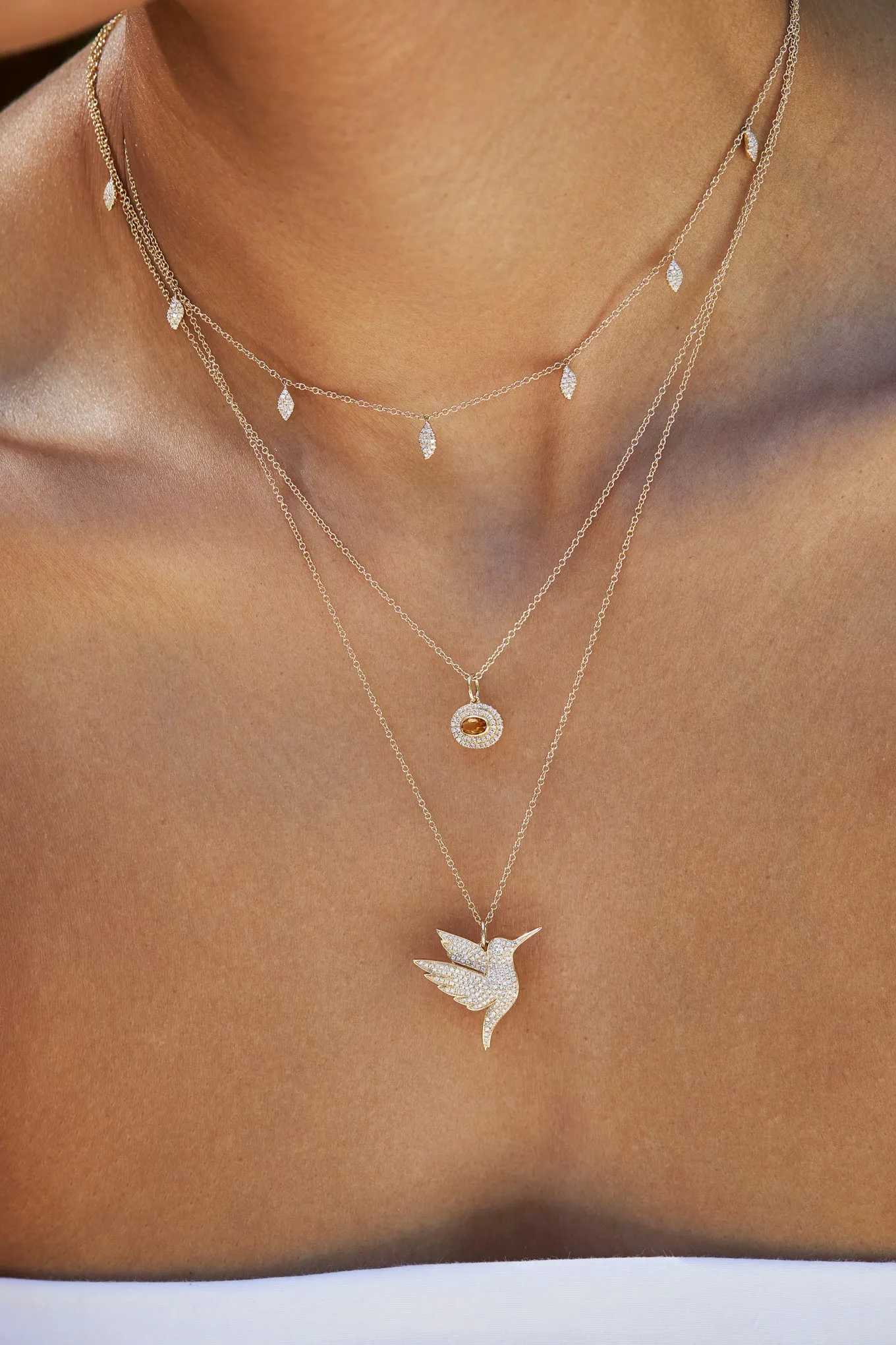 Pavé Diamond Multi Leaf Necklace