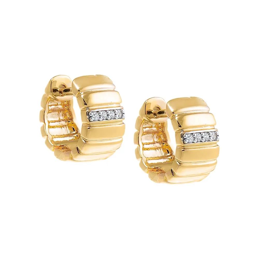 Pave Accented Ridged Box Hoop Earring