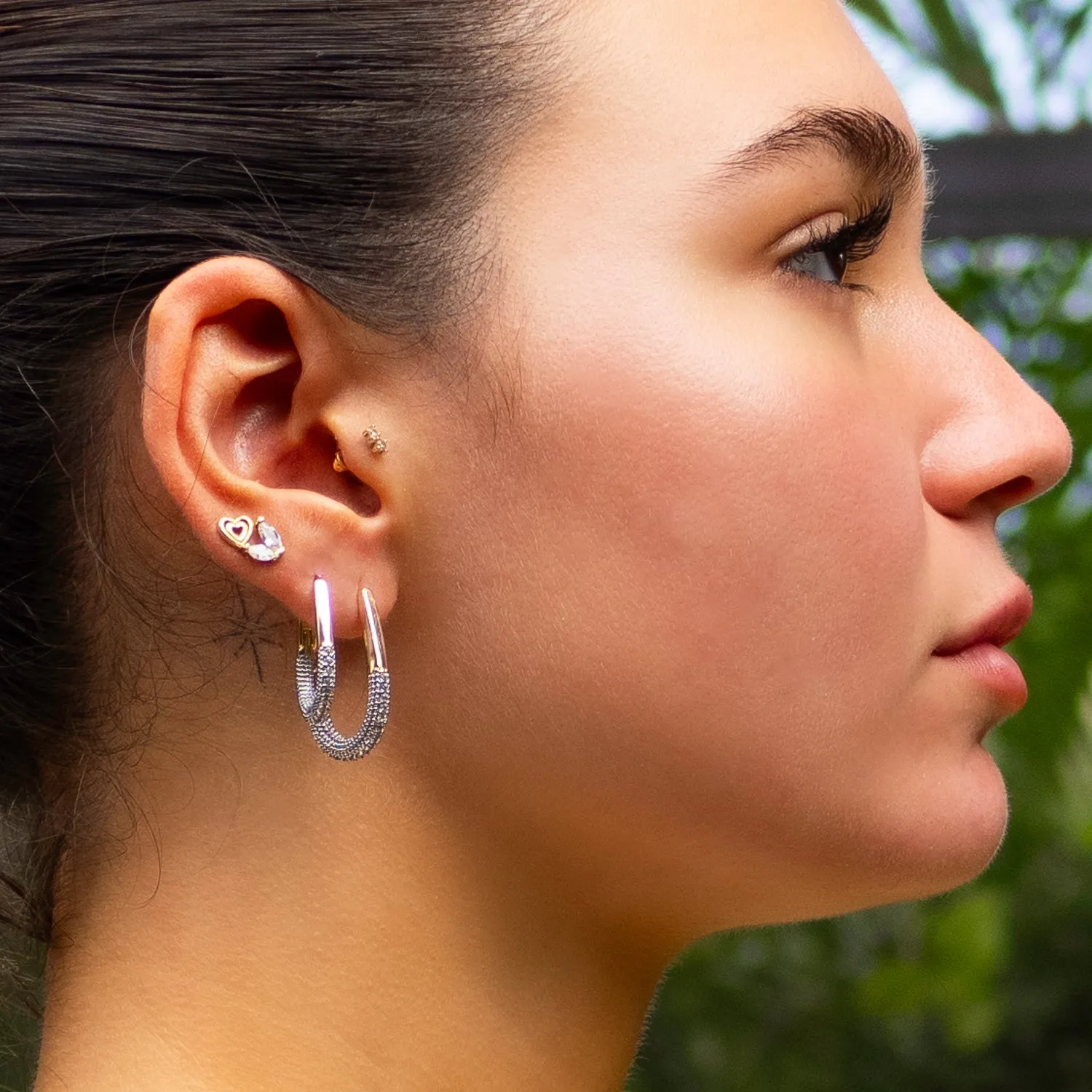 Pave Diamonds Gold Hoop Mini Size Earrings