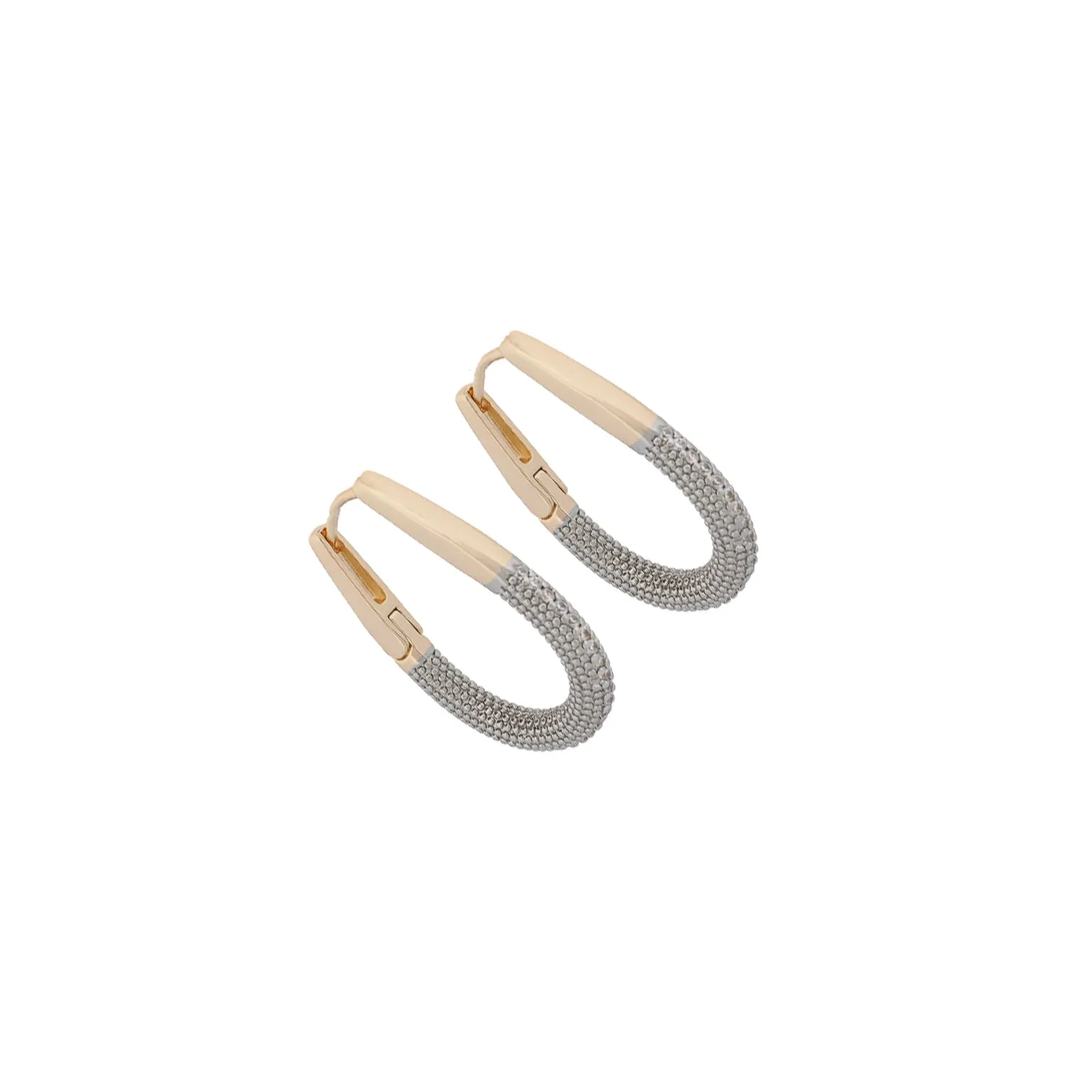 Pave Diamonds Gold Hoop Mini Size Earrings