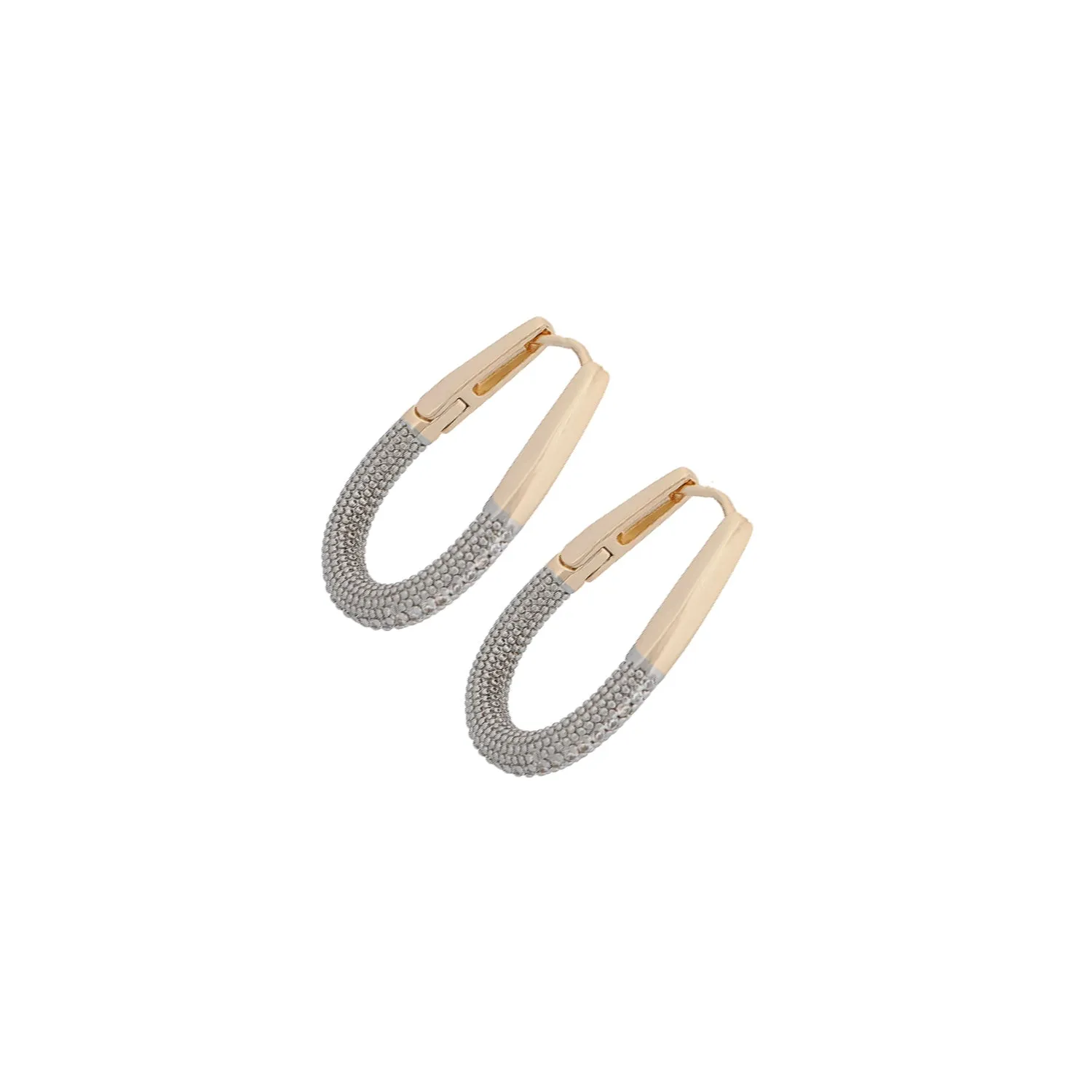 Pave Diamonds Gold Hoop Mini Size Earrings