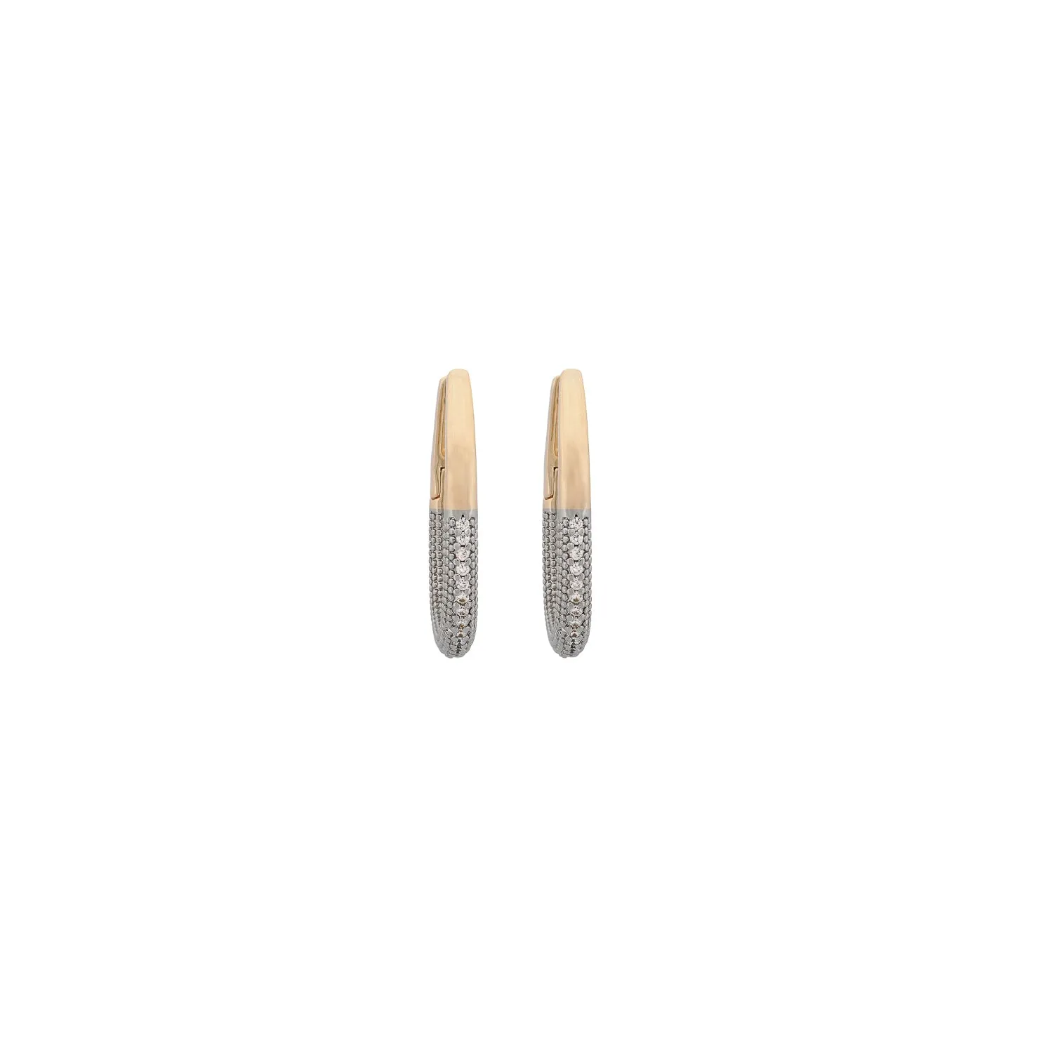 Pave Diamonds Gold Hoop Mini Size Earrings