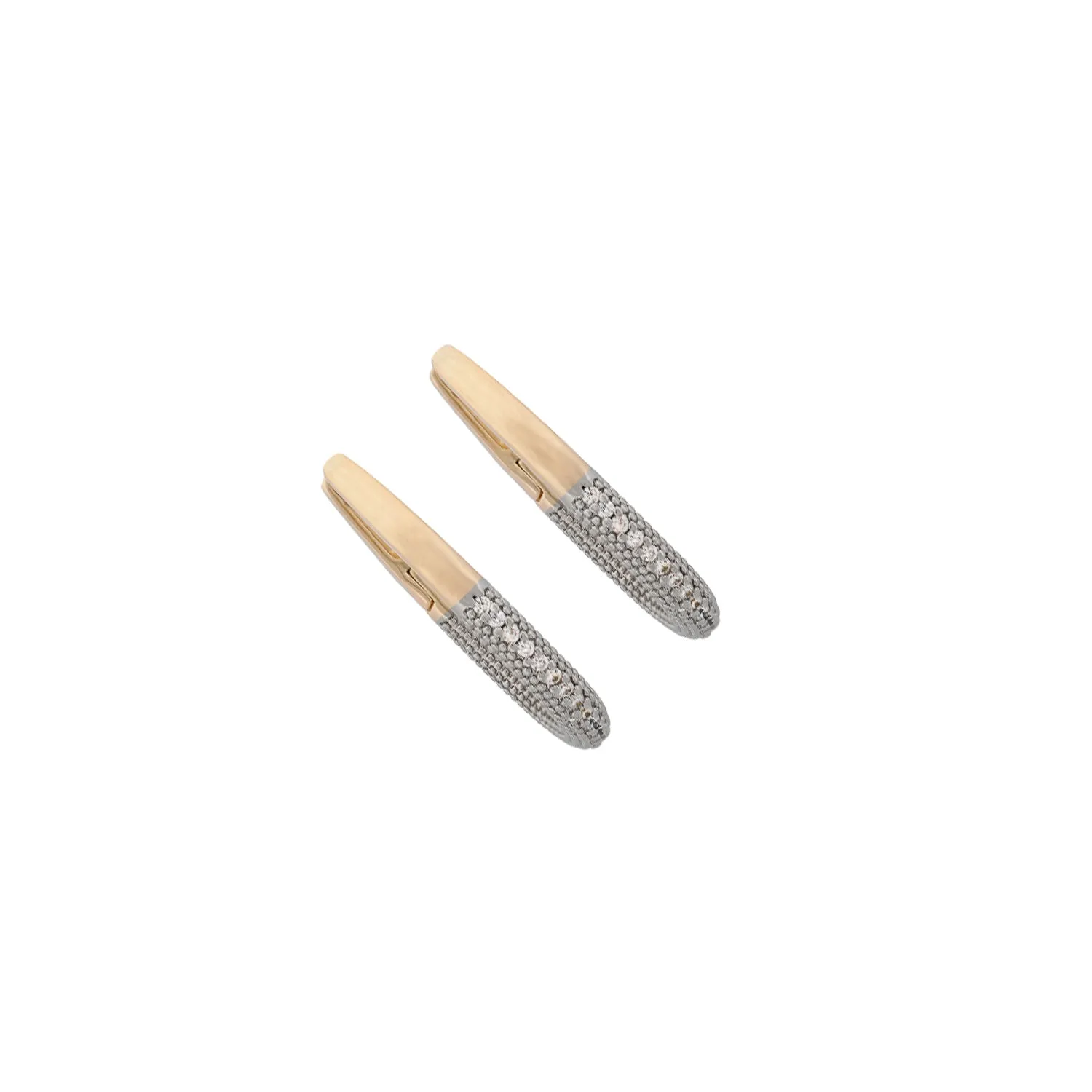 Pave Diamonds Gold Hoop Mini Size Earrings