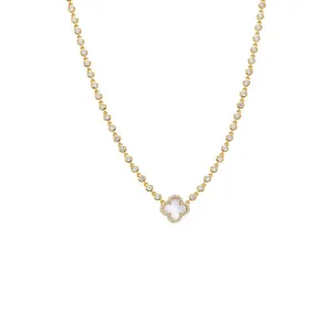 Pave Outline Four Leaf Clover CZ Necklace
