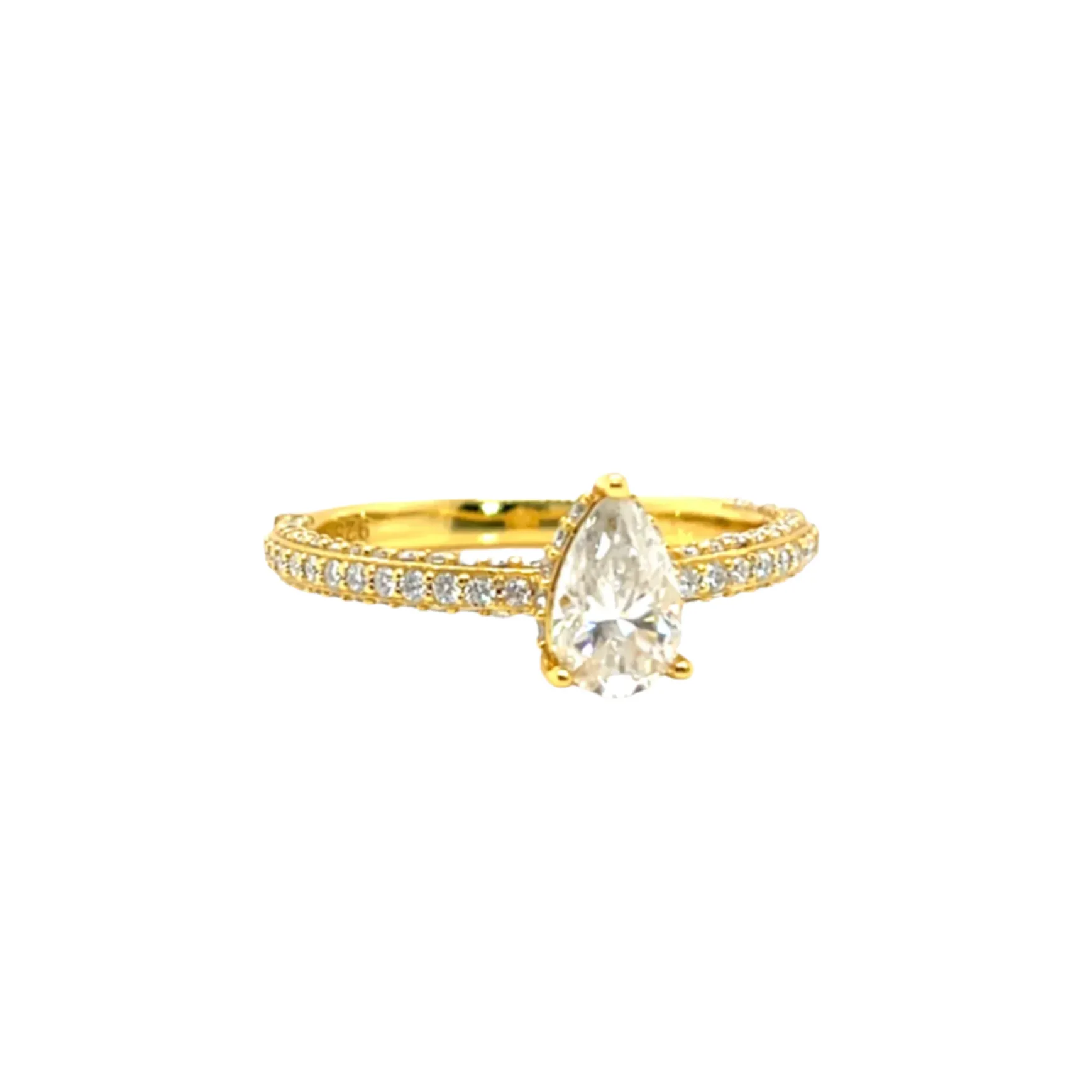 Pear Shaped 1.75ct Moissanite 925 Silver Engagement Ring - M100149