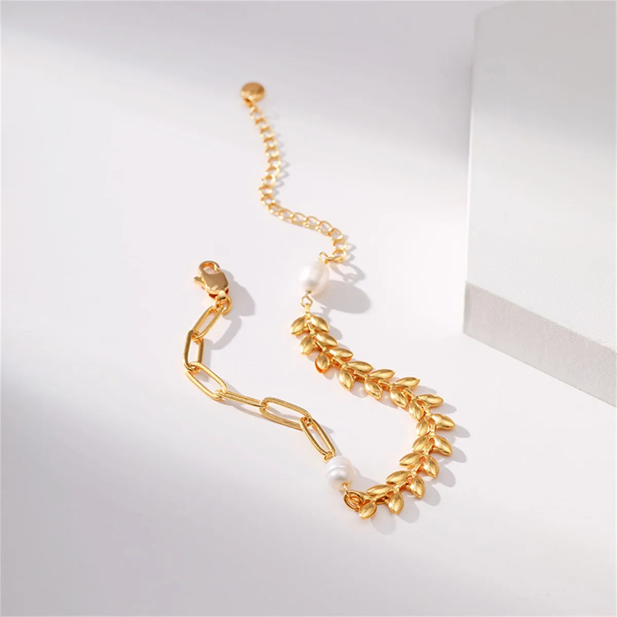 Pearl & 18K Gold-Plated Wheat Chain Bracelet
