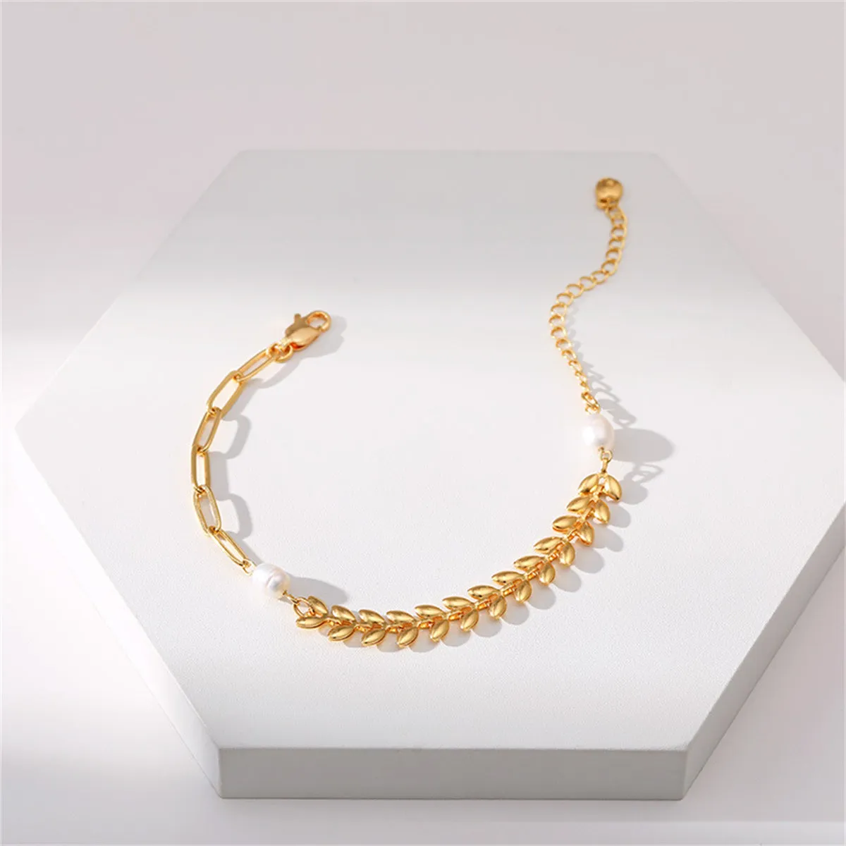 Pearl & 18K Gold-Plated Wheat Chain Bracelet
