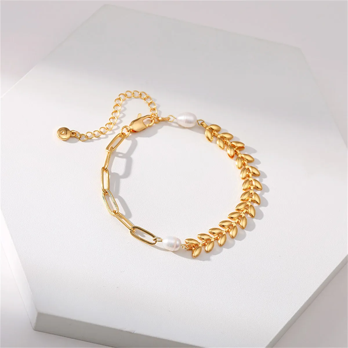 Pearl & 18K Gold-Plated Wheat Chain Bracelet