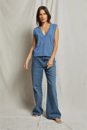 perfectwhitetee Margot  Cotton Slevless V Neck Tee