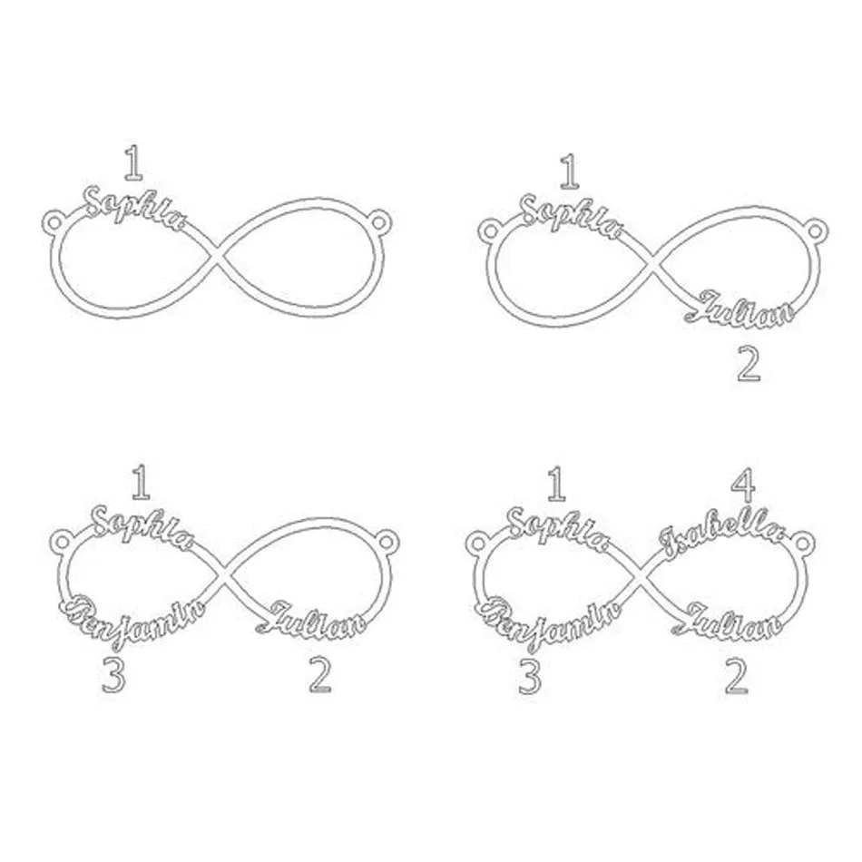 Personalized Infinity Name Family Necklace - Up to 4 Names