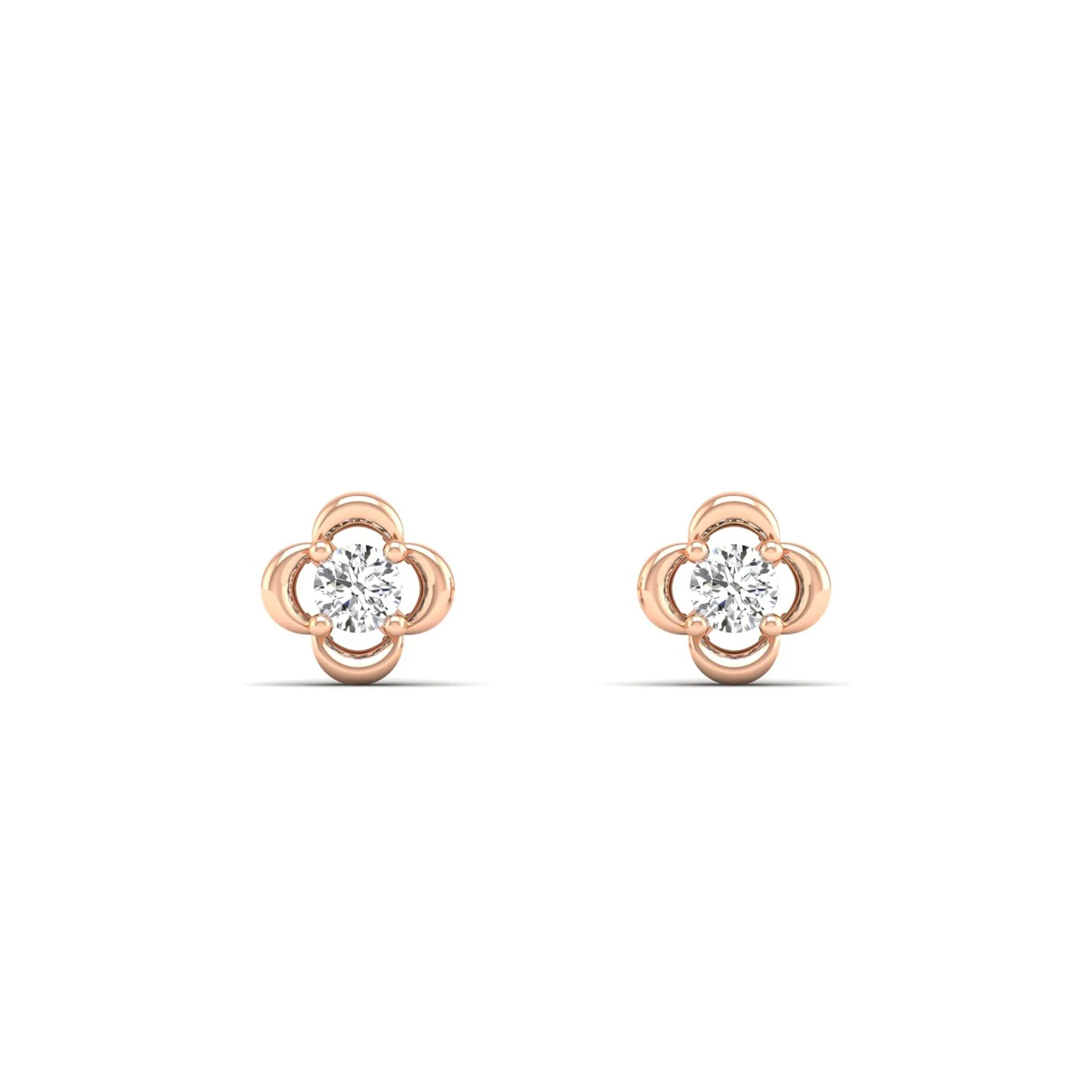 Petite Clover Diamond Stud Earrings