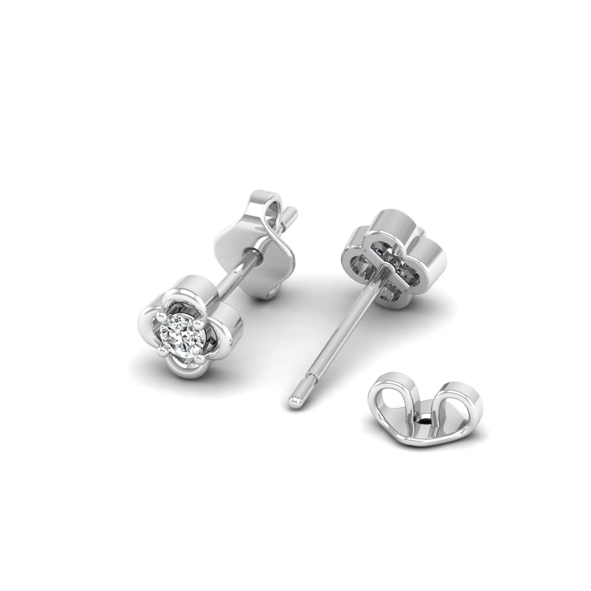 Petite Clover Diamond Stud Earrings