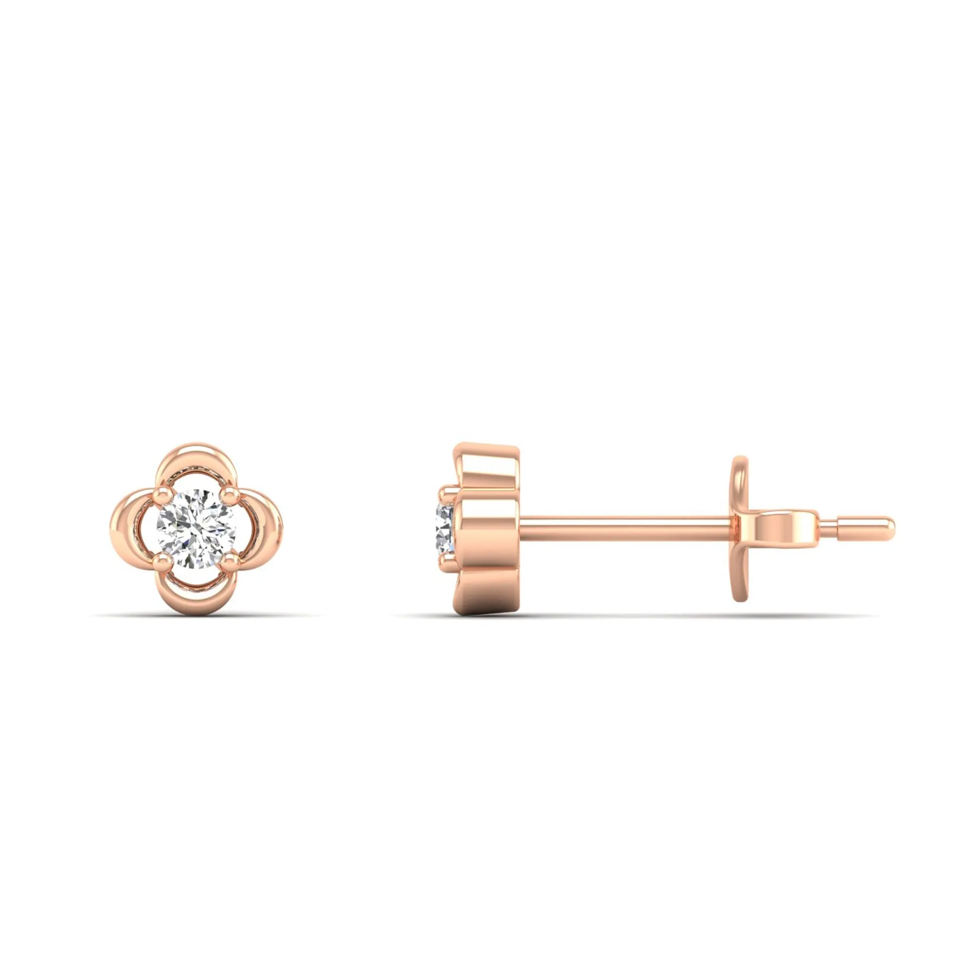 Petite Clover Diamond Stud Earrings