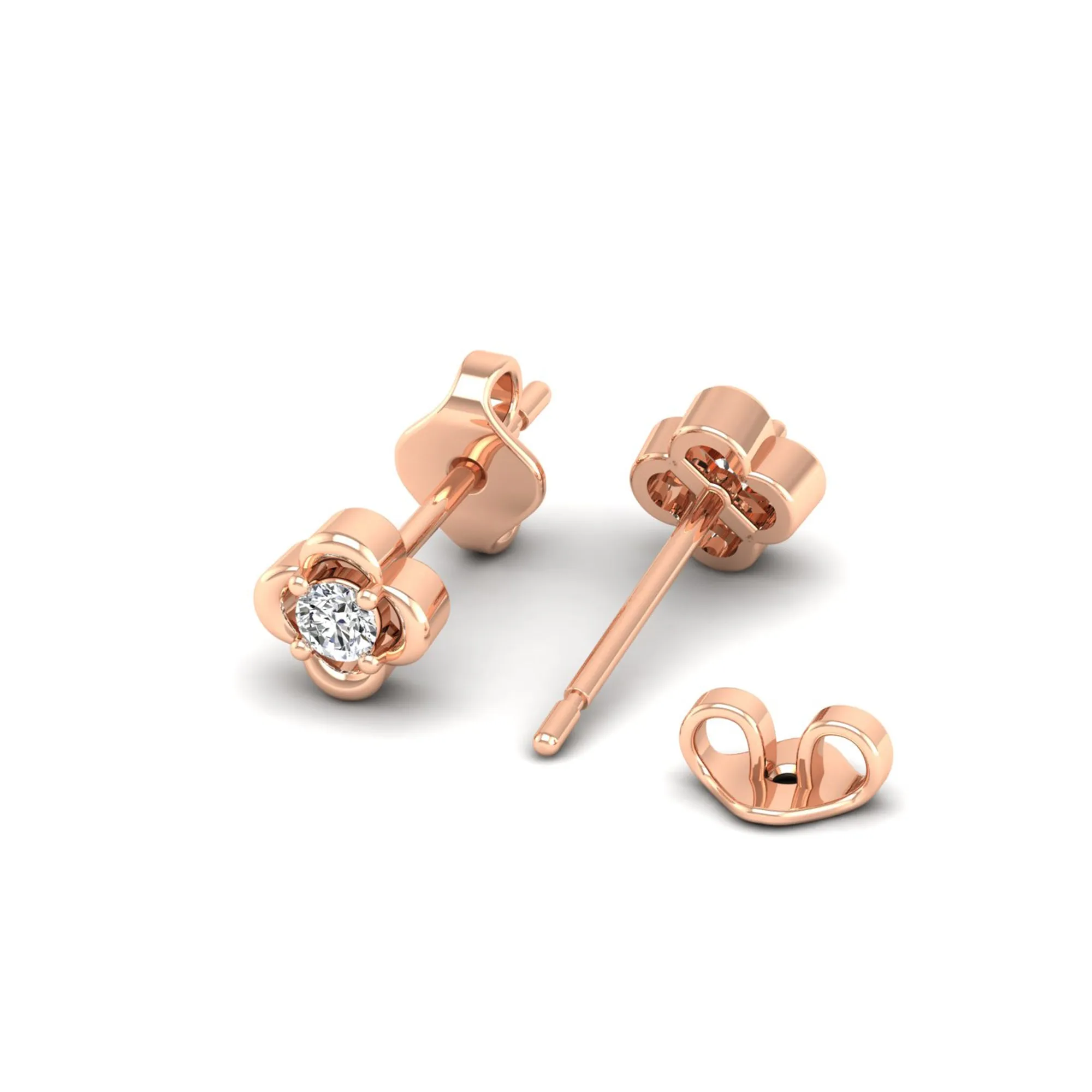 Petite Clover Diamond Stud Earrings