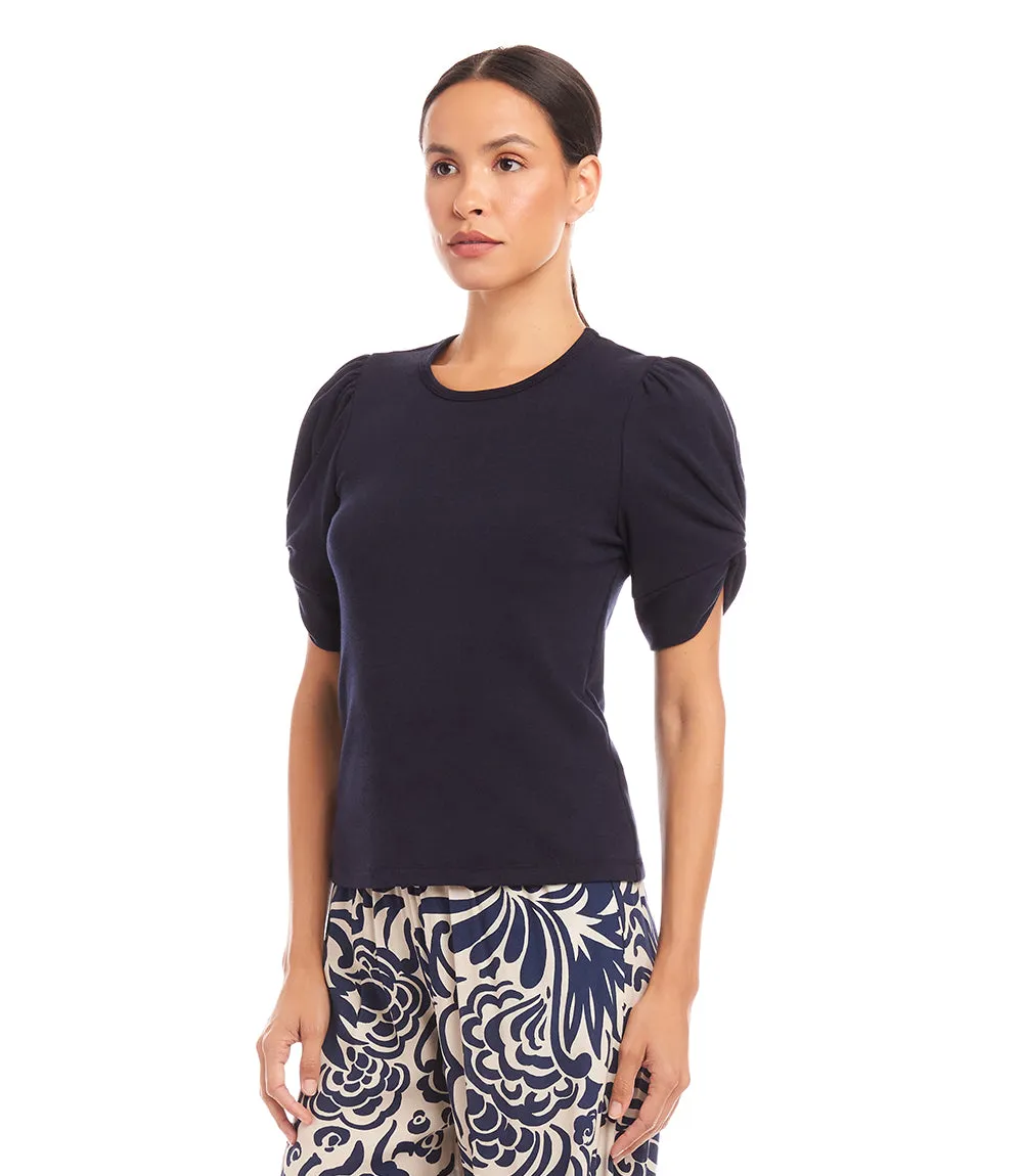 Petite Size Twist Sleeve Top