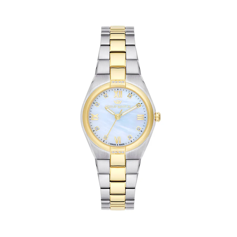 Philip Watch TIMELESS 3H 29MM W/DIAM MOP DIA BR SS YG
