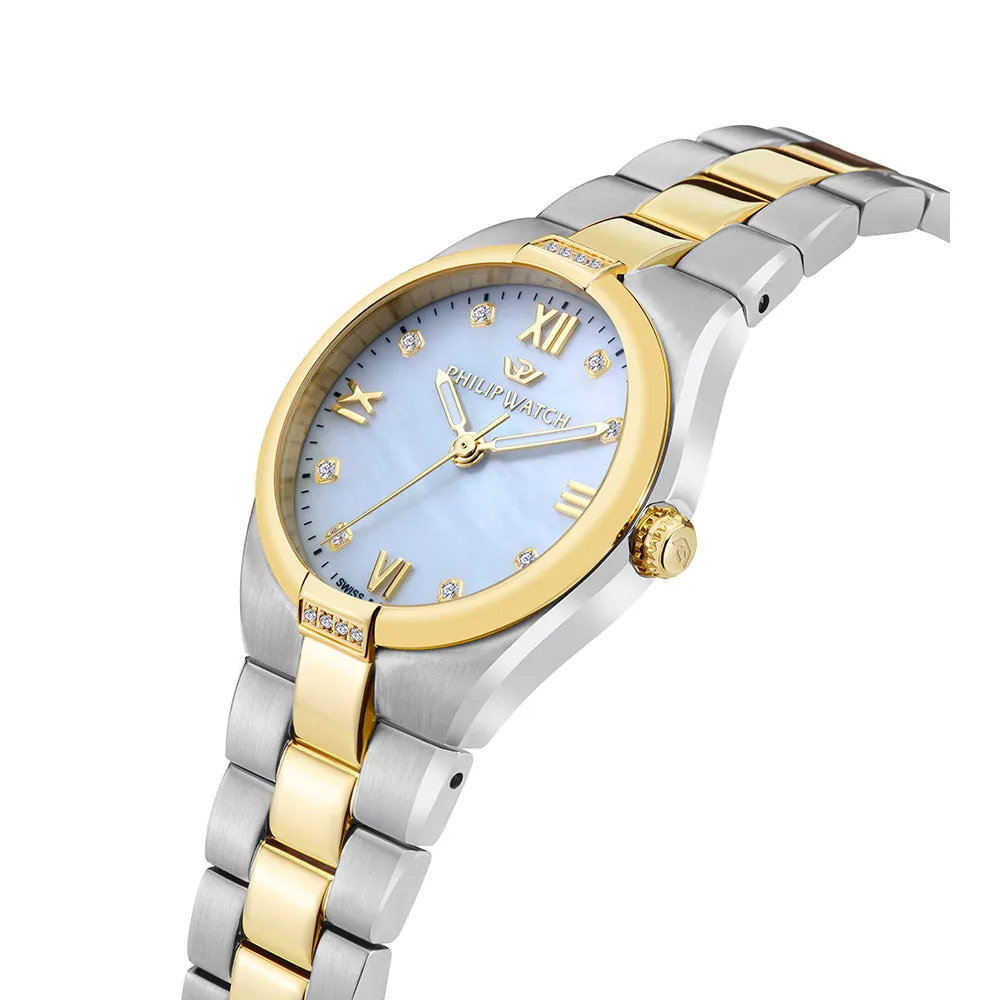 Philip Watch TIMELESS 3H 29MM W/DIAM MOP DIA BR SS YG