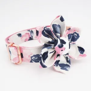Pink And Black Florals | Personalized Dog ID Collar Leash Set
