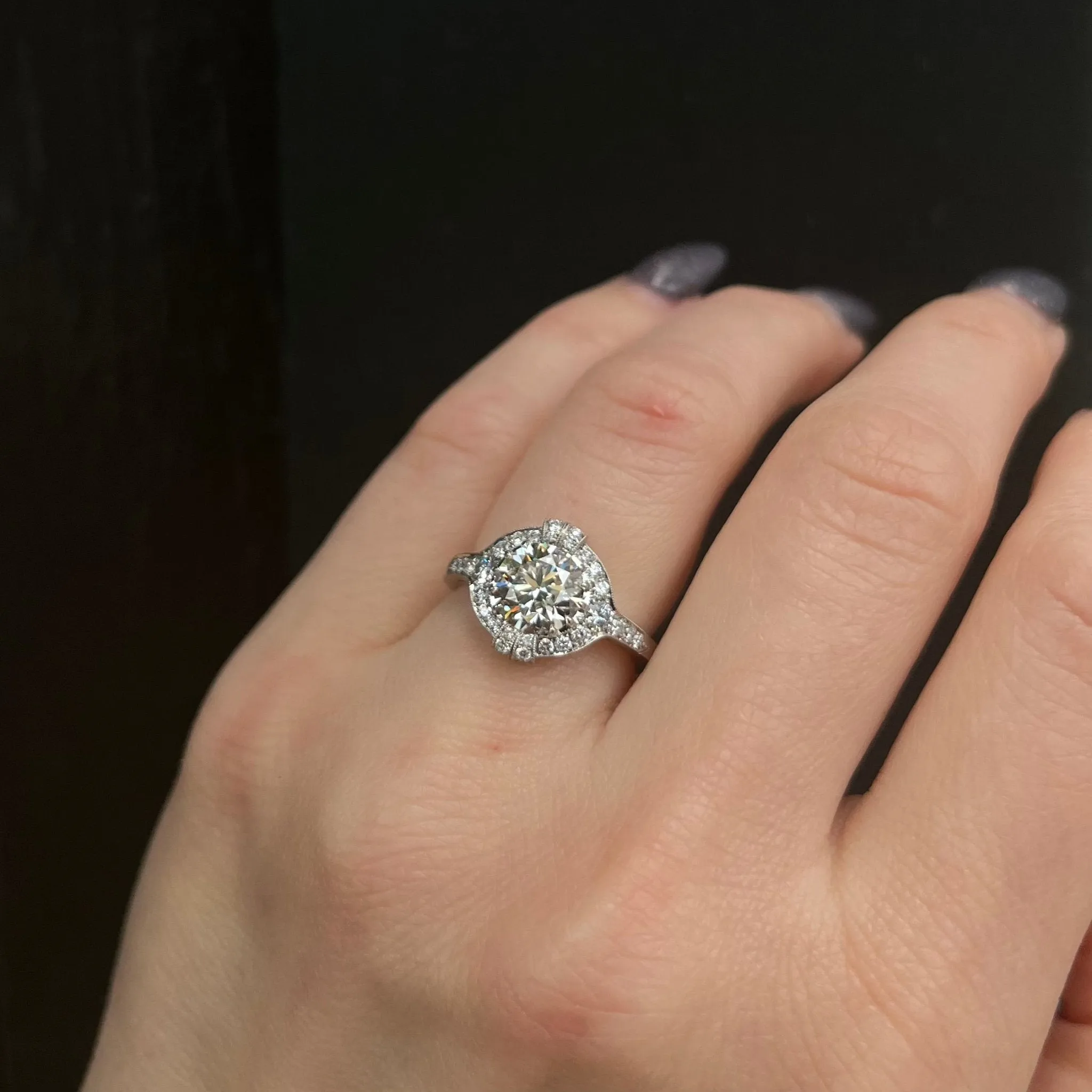 Platinum 1.70 Carat Round Brilliant Cut Diamond Engagement Ring