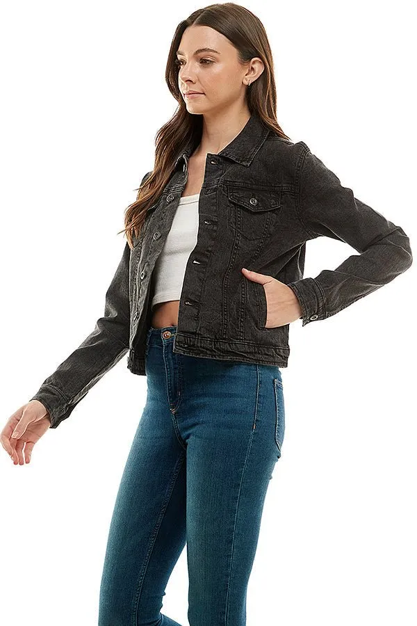 Plus Size Stretch Ladies  Casual Denim Jacket