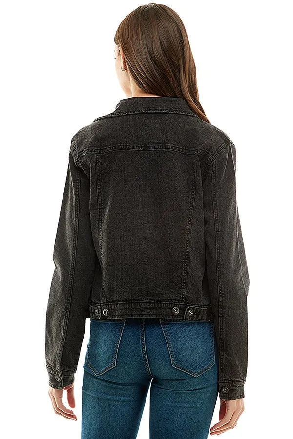 Plus Size Stretch Ladies  Casual Denim Jacket