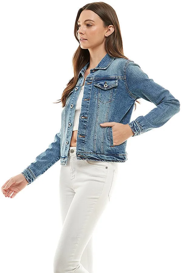 Plus Size Stretch Ladies  Casual Denim Jacket