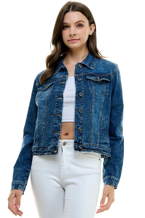 Plus Size Stretch Ladies  Casual Denim Jacket